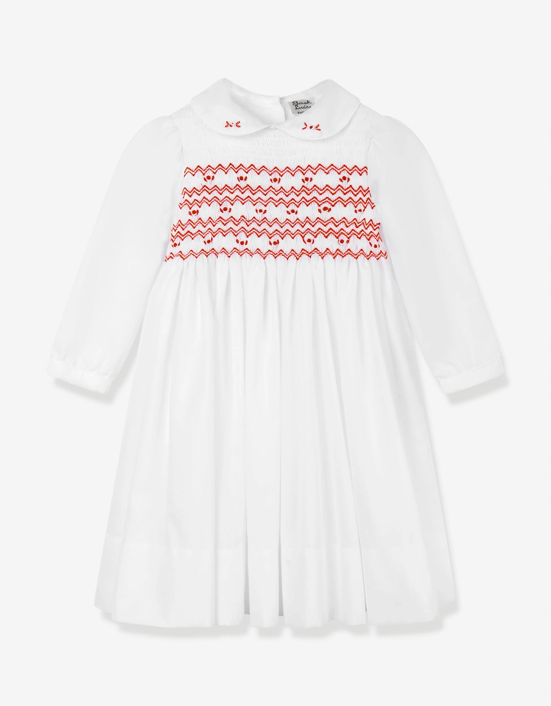 Girls Smocked Dress in White, 5 of 4