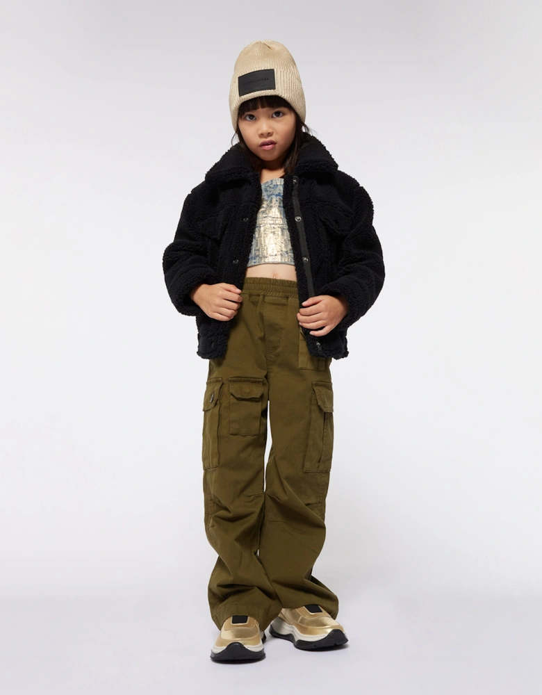 Girls Knitted Logo Beanie Hat in Gold