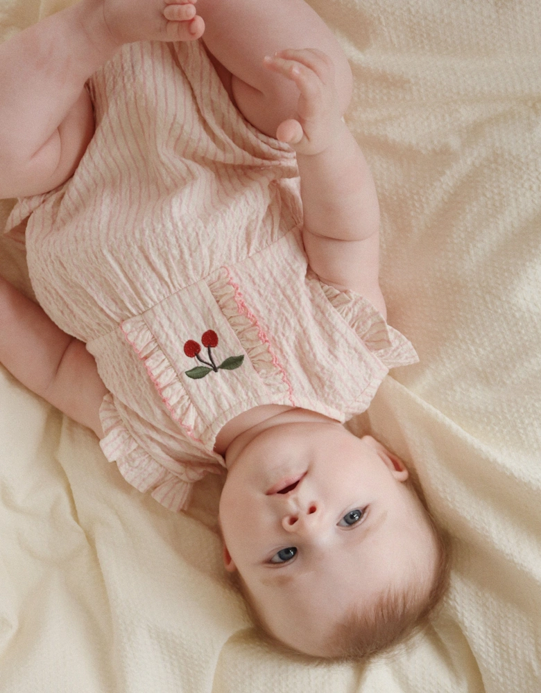 Baby Girls Ellie Frill Romper in Pink