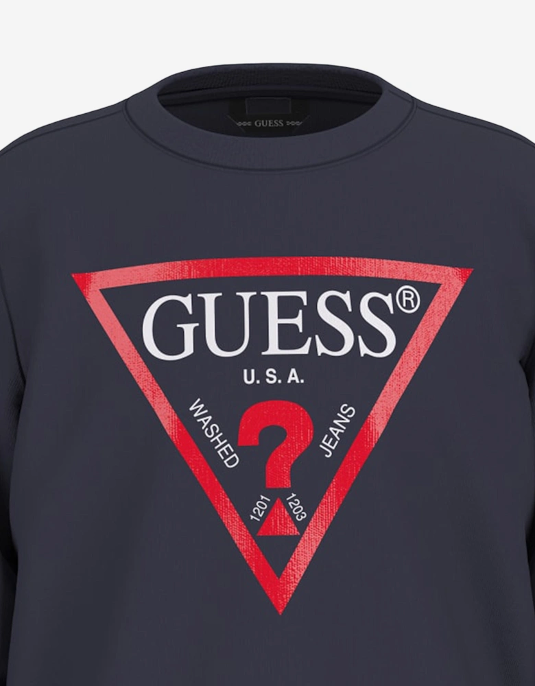 Boys Logo Print Sweatshirt in Navy