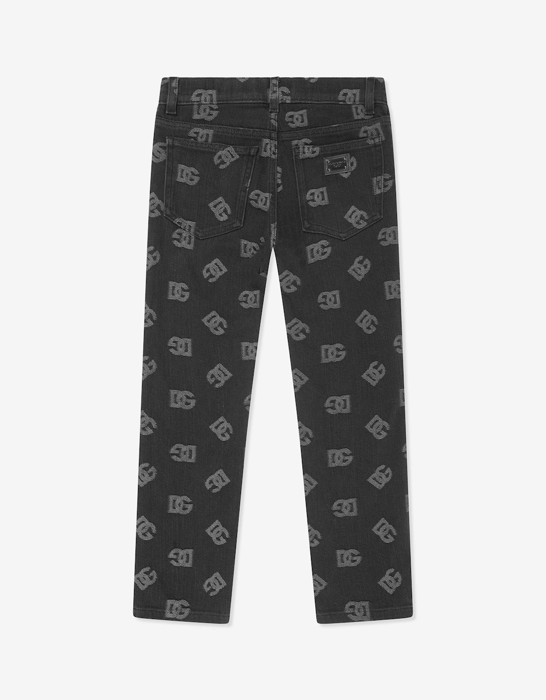 Boys Monogram Logo Jeans in Black