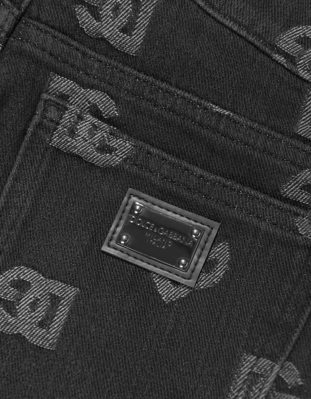 Boys Monogram Logo Jeans in Black