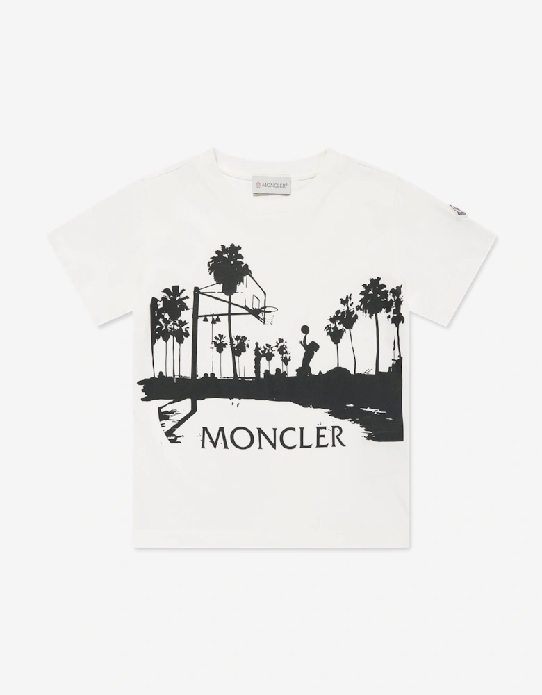 Enfant Boys Graphic Basketball Print T-Shirt in White