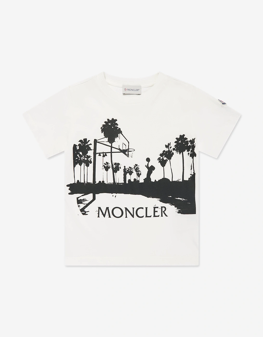 Enfant Boys Graphic Basketball Print T-Shirt in White, 6 of 5