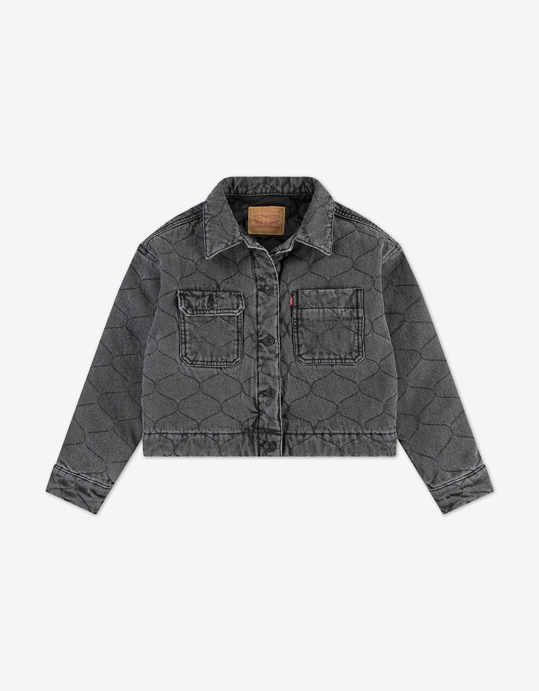 Girls Quilted Trucker Jacket in Black, 5 of 4
