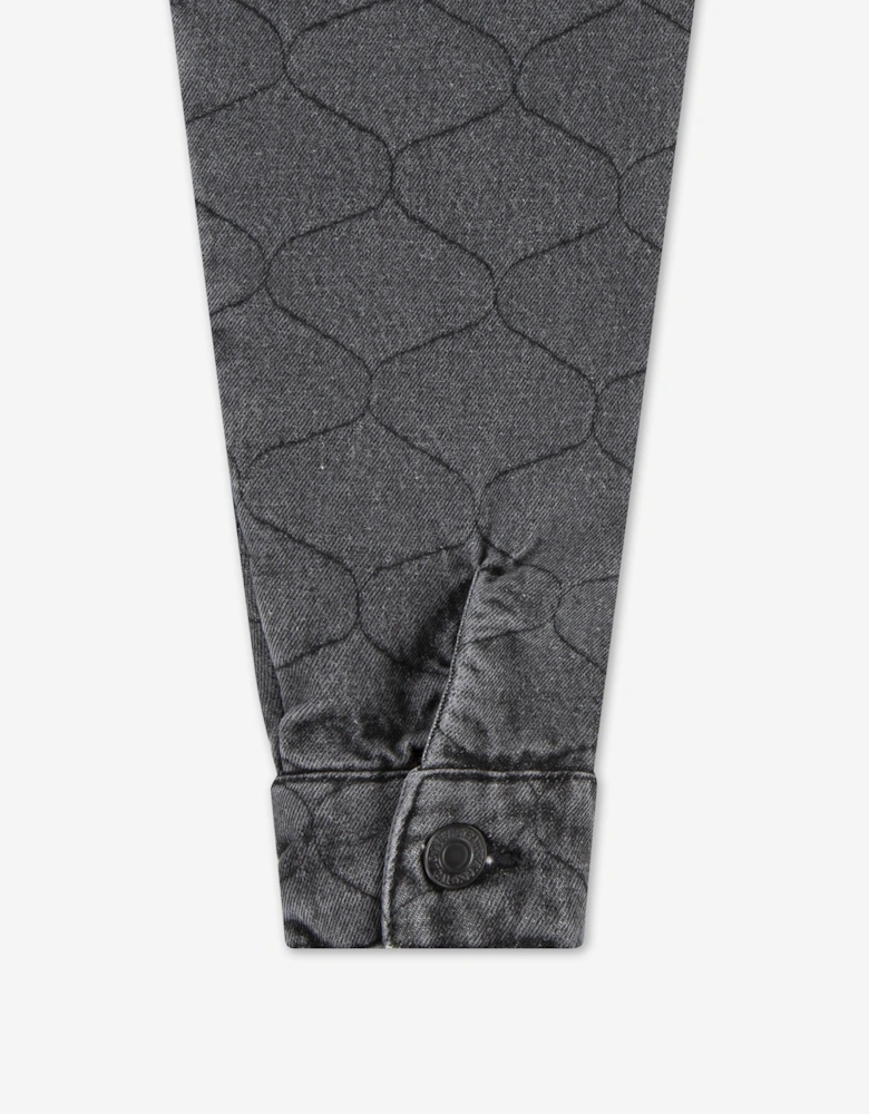Girls Quilted Trucker Jacket in Black