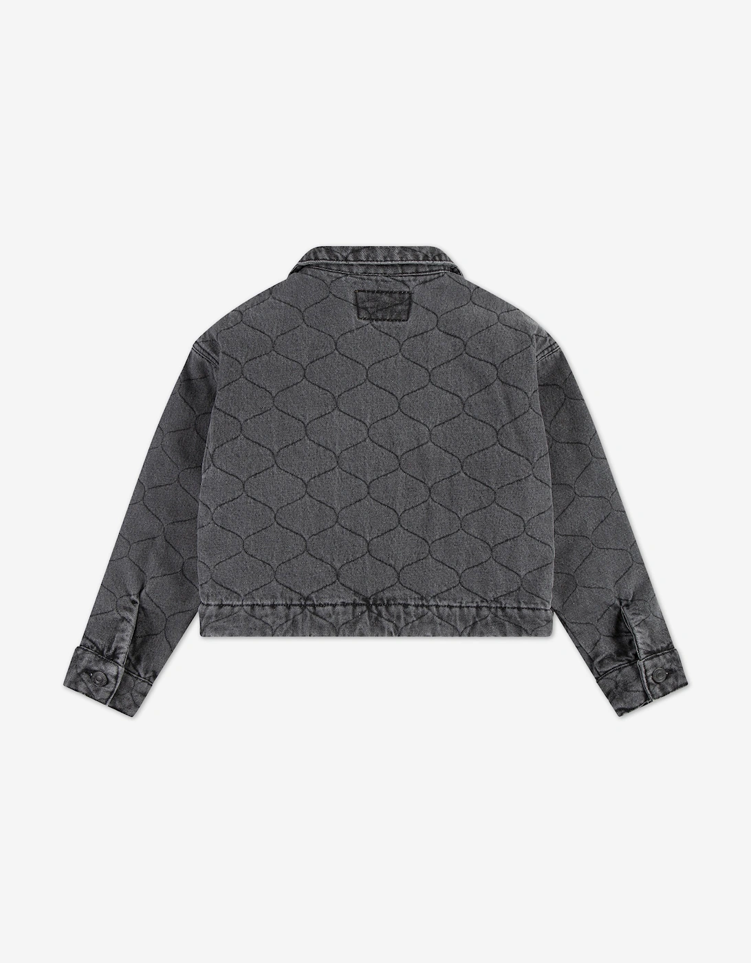 Girls Quilted Trucker Jacket in Black