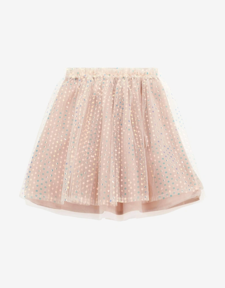 Girls Sequins Midi Skirt in Pink