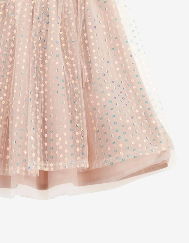 Girls Sequins Midi Skirt in Pink
