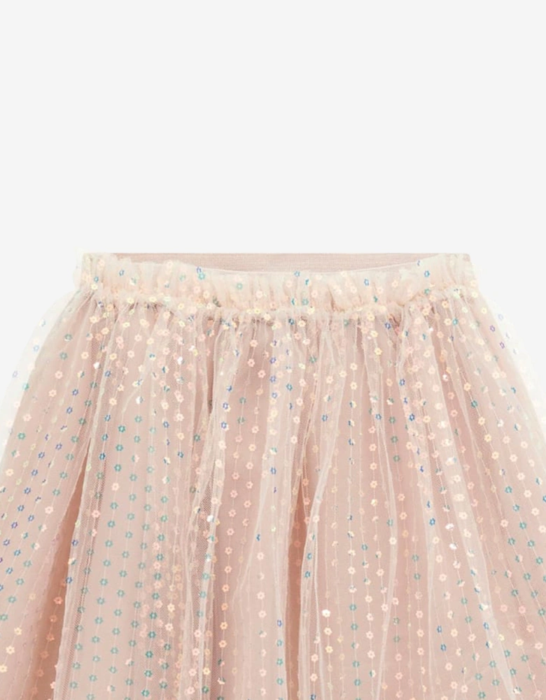 Girls Sequins Midi Skirt in Pink