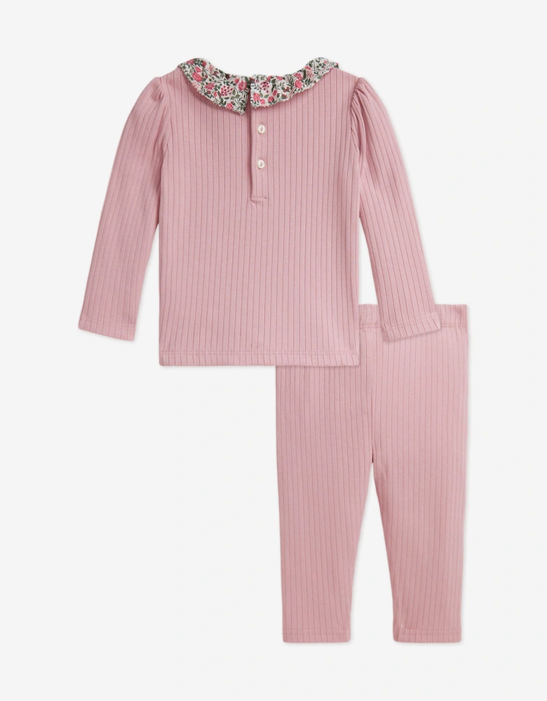 Baby Girls Rib Knit Leggings Set in Pink