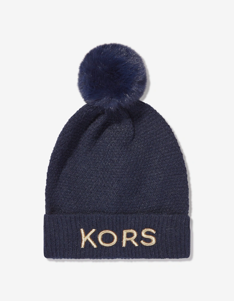 Girls Logo Pull On Hat in Navy
