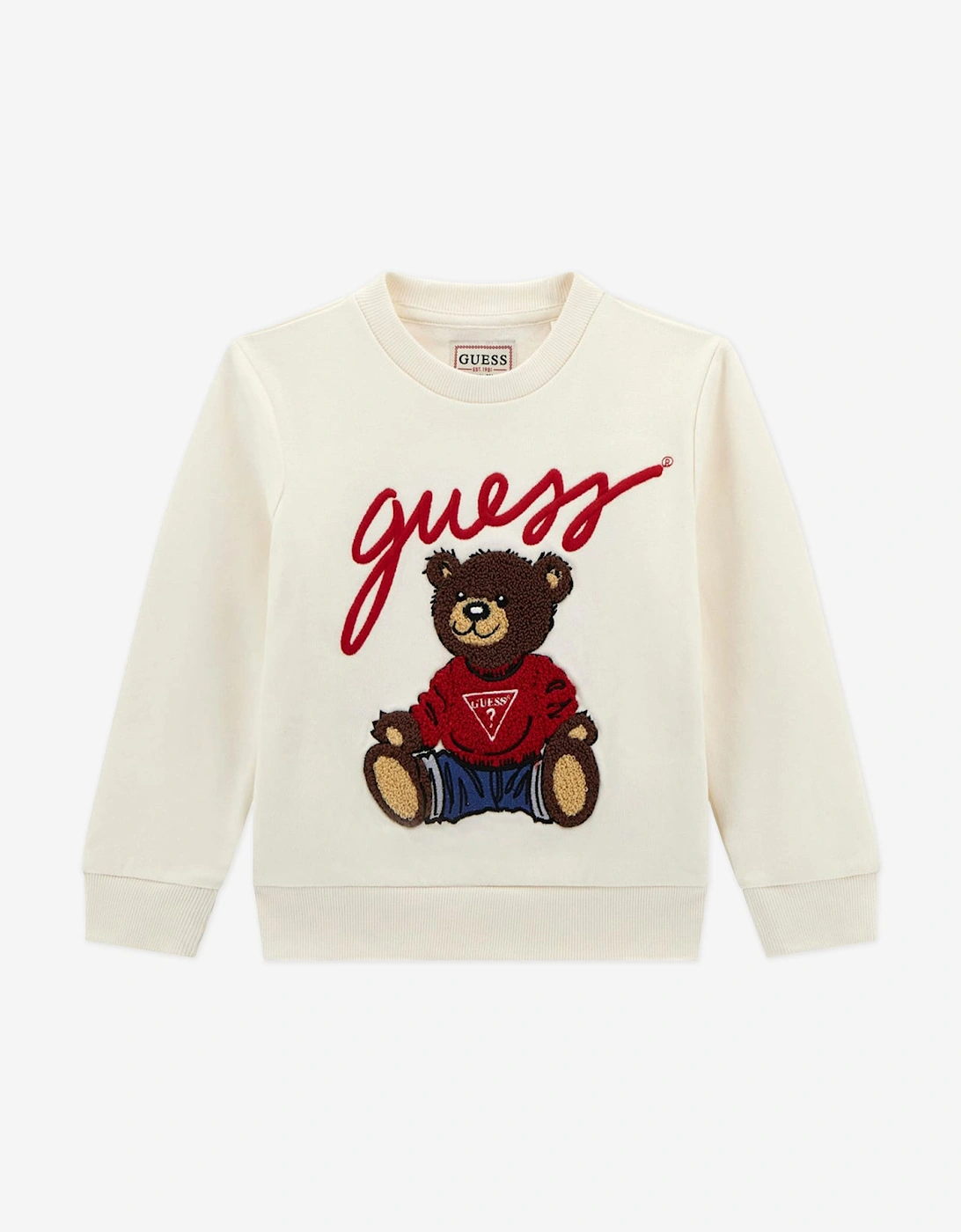 Guess Girls Cream Teddy Bear Sweatshirt  Ivory - Size 18-24 Months/2 Years Kids