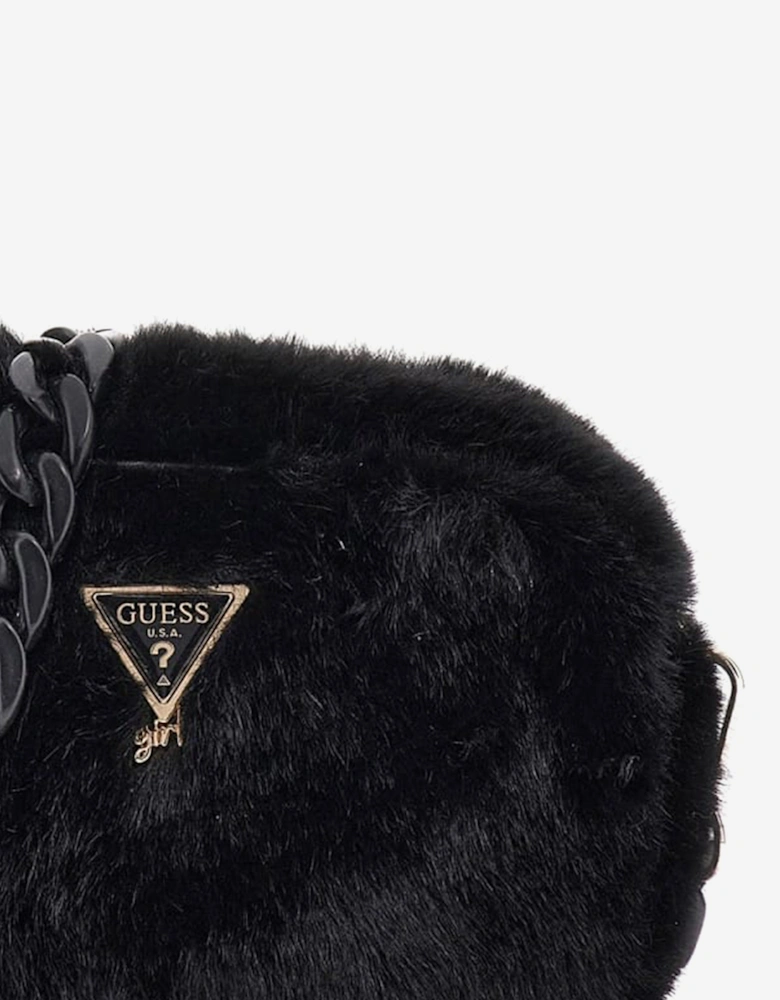 Girls Faux Fur Crossbody Bag in Black (22cm)