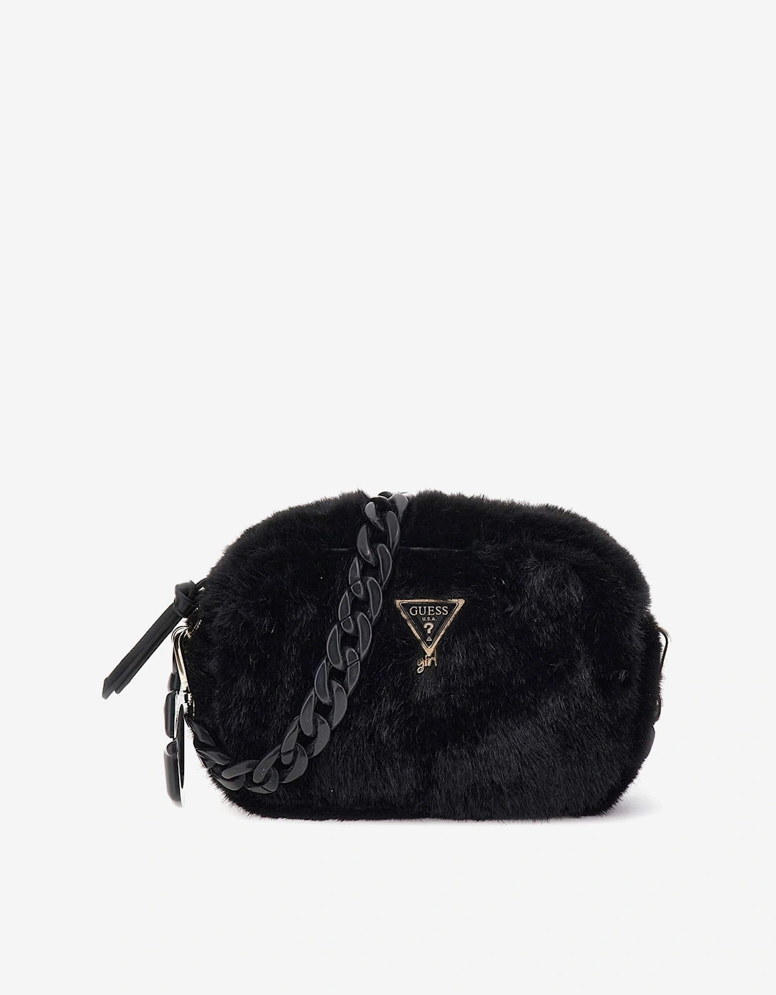 Girls Faux Fur Crossbody Bag in Black (22cm), 5 of 4