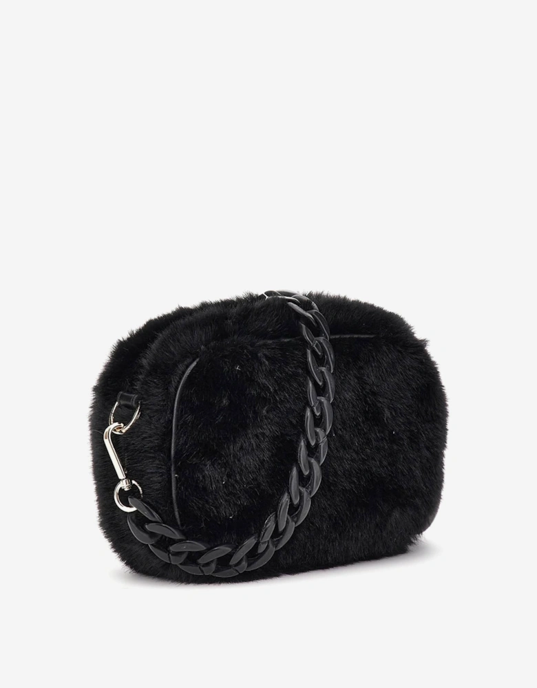 Girls Faux Fur Crossbody Bag in Black (22cm)