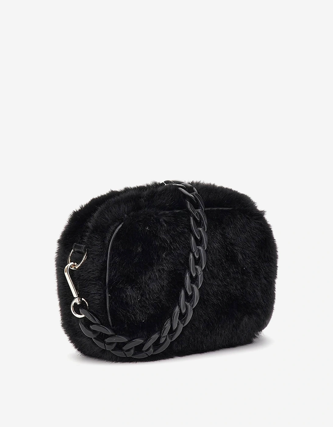 Girls Faux Fur Crossbody Bag in Black (22cm)