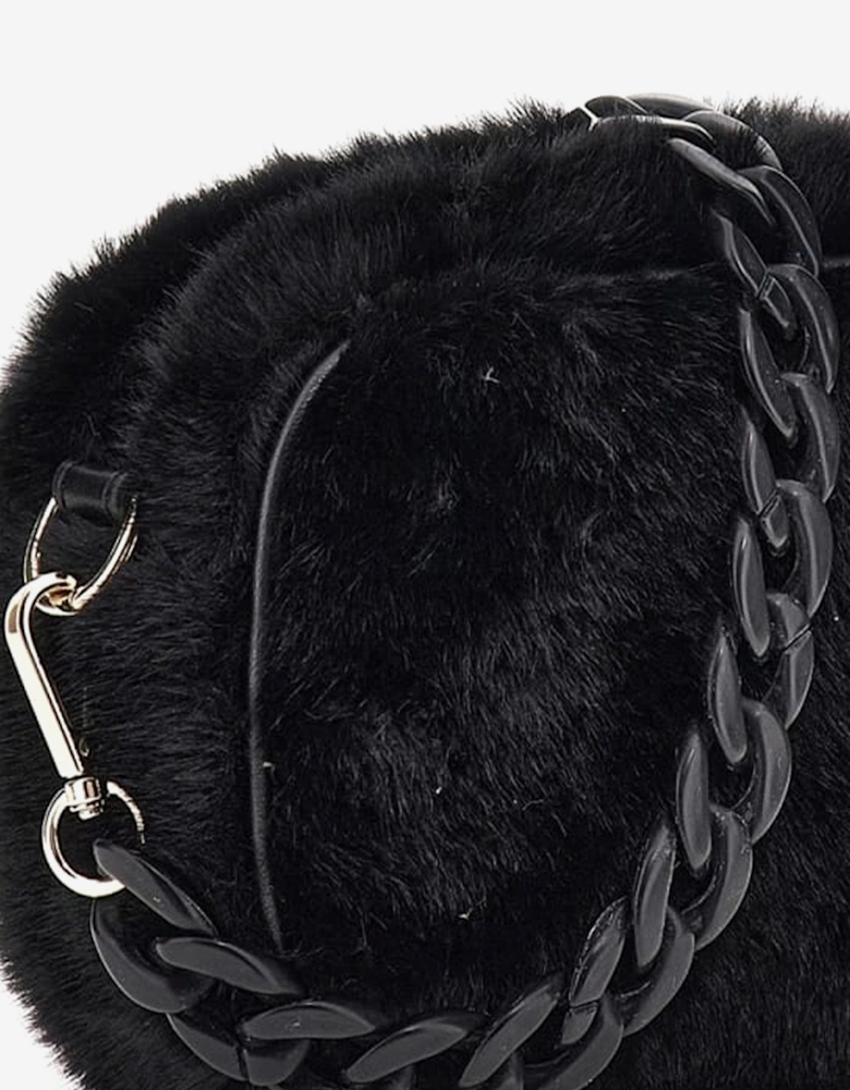 Girls Faux Fur Crossbody Bag in Black (22cm)