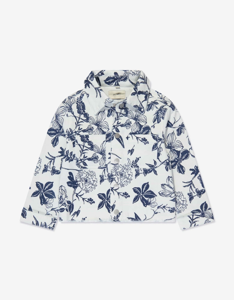Girls Floral Manning Jacket in White