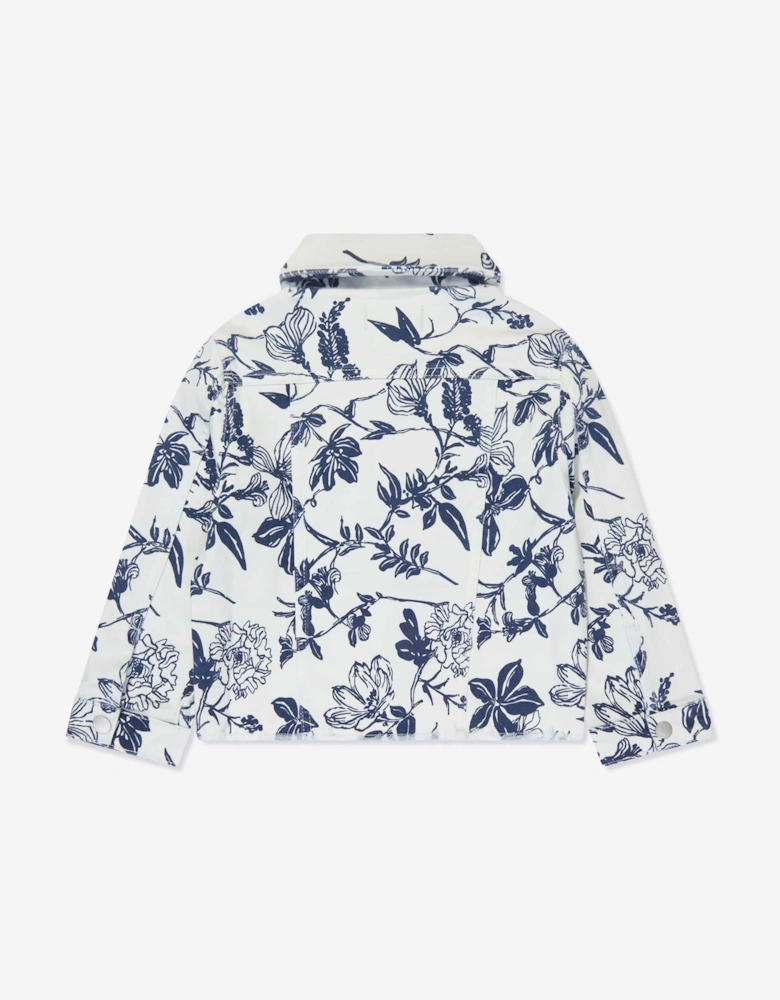 Girls Floral Manning Jacket in White