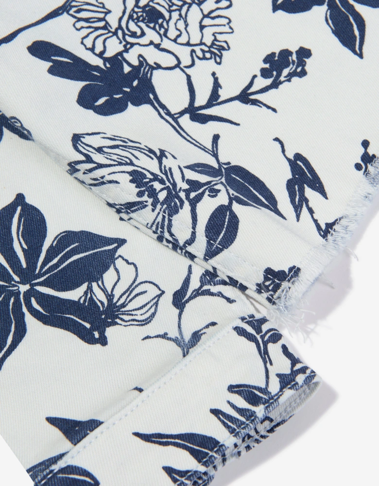 Girls Floral Manning Jacket in White