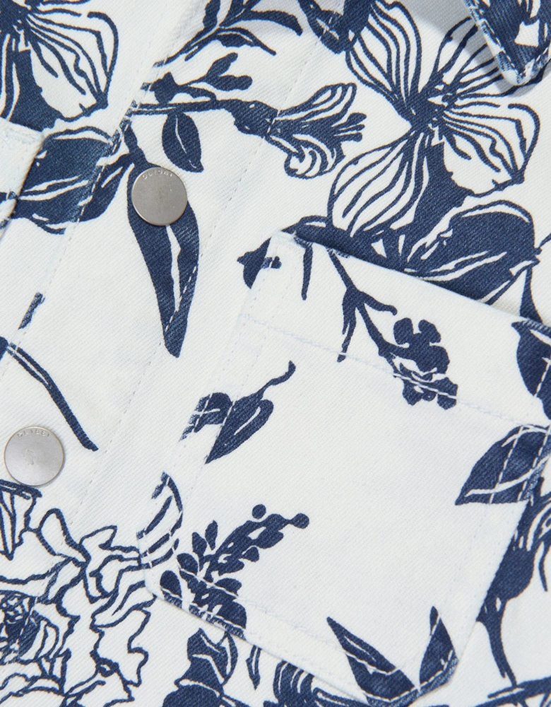 Girls Floral Manning Jacket in White