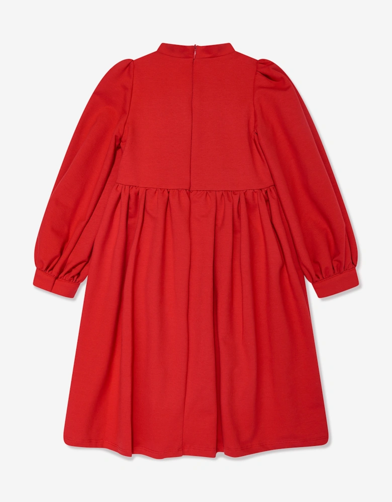 Girls Pleated Bow Dress in Red