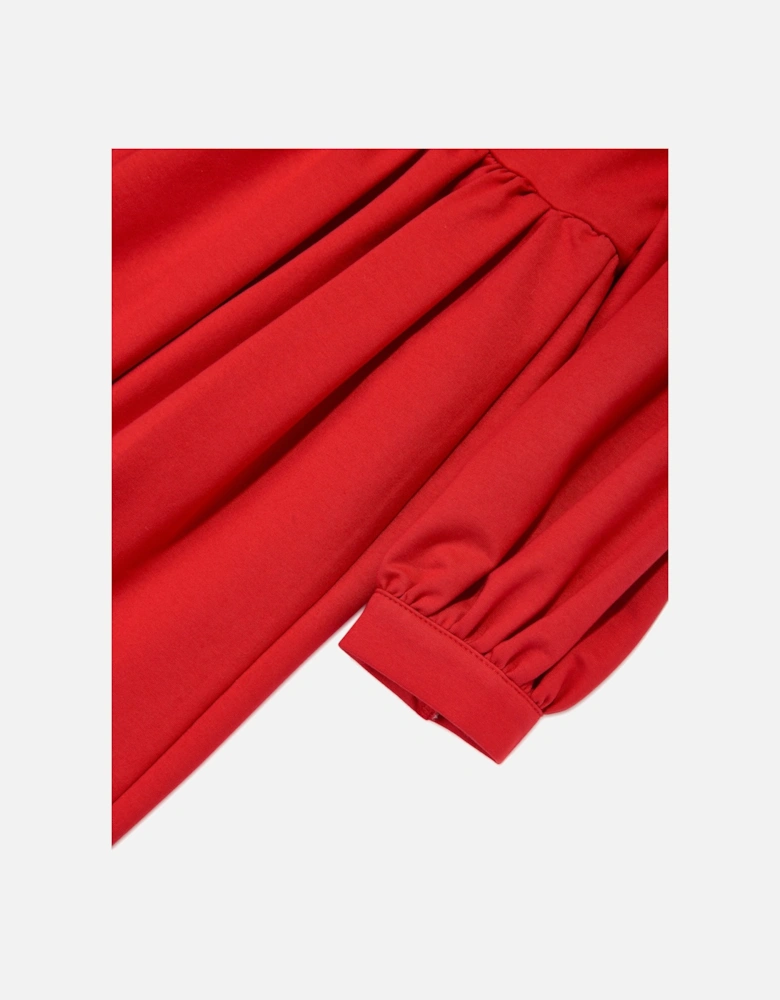 Girls Pleated Bow Dress in Red