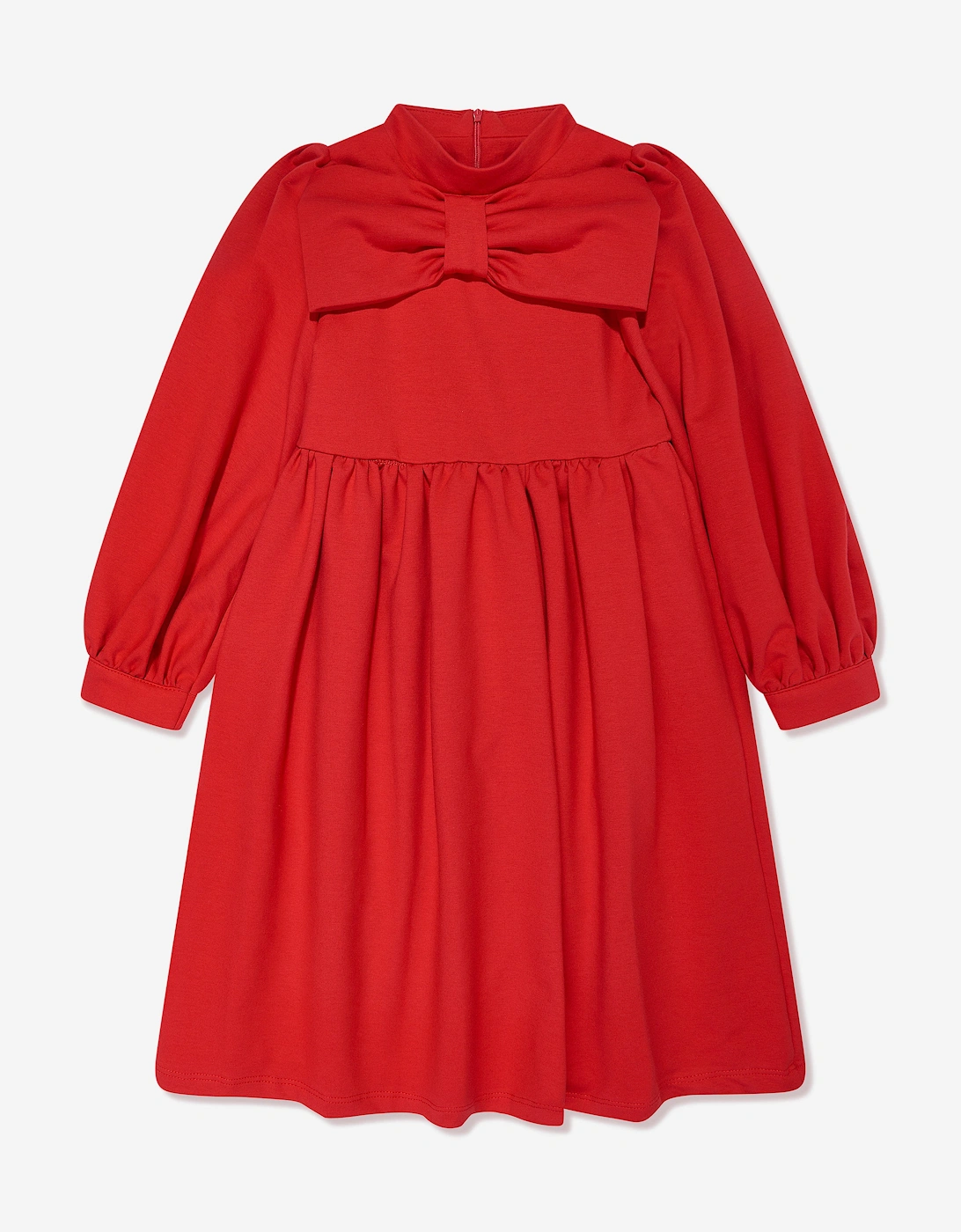 Mama Luma Girls Red Pleated Bow Dress In - Size: 3 Years/4 Years Kids