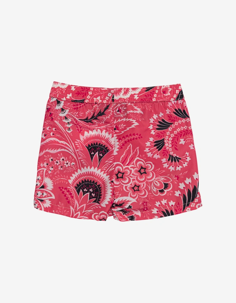 Boys Floral Paisley Swim Shorts in Pink