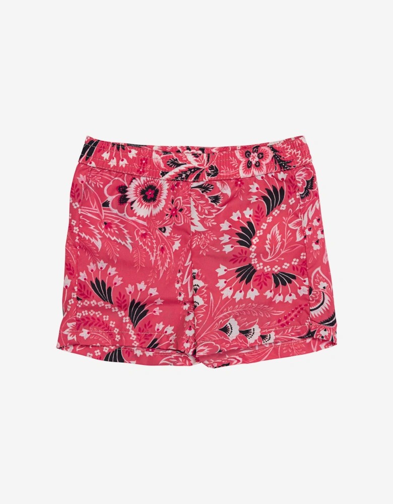Boys Floral Paisley Swim Shorts in Pink
