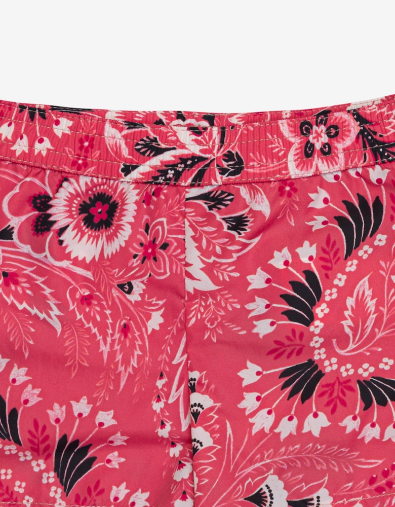 Boys Floral Paisley Swim Shorts in Pink