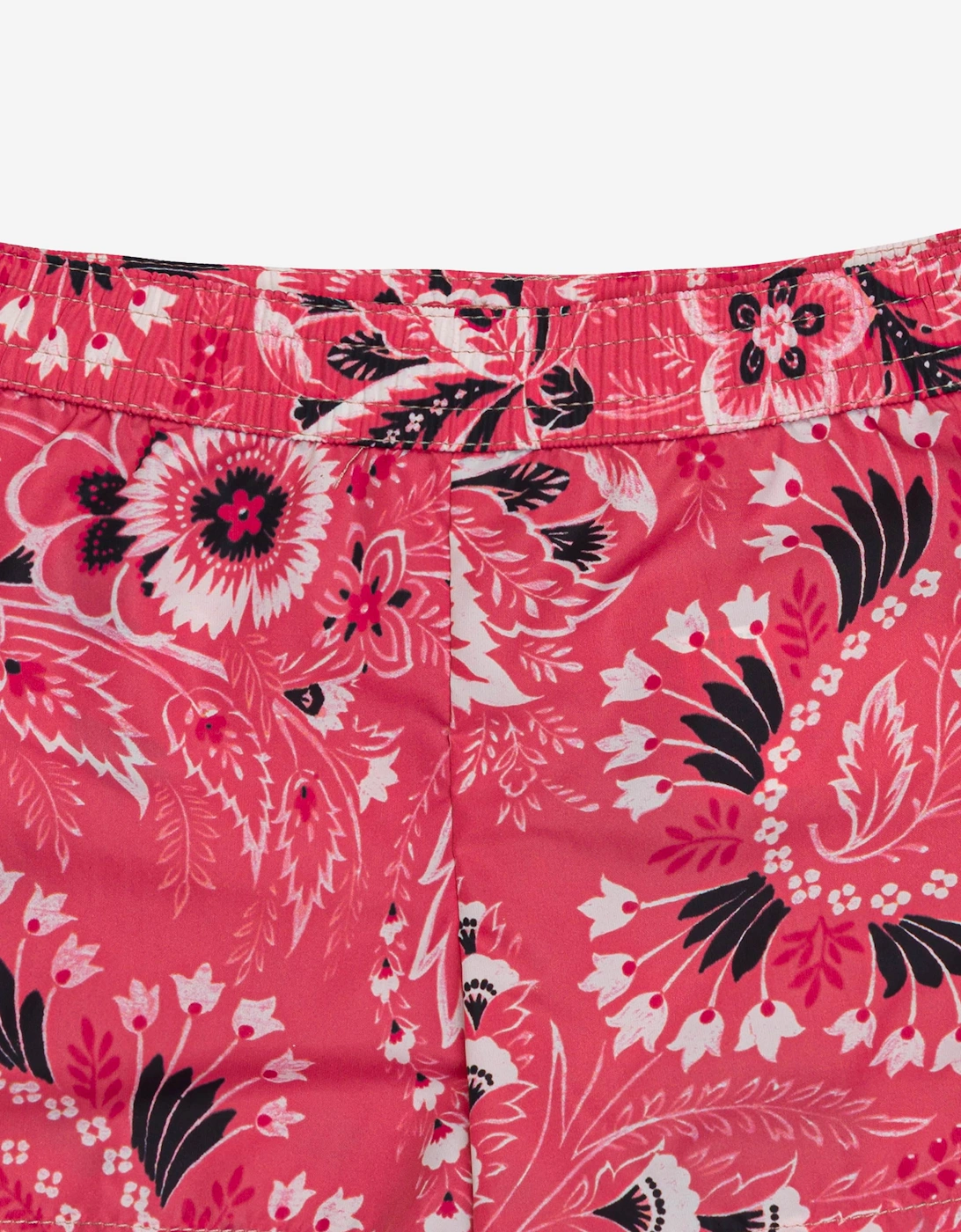 Boys Floral Paisley Swim Shorts in Pink