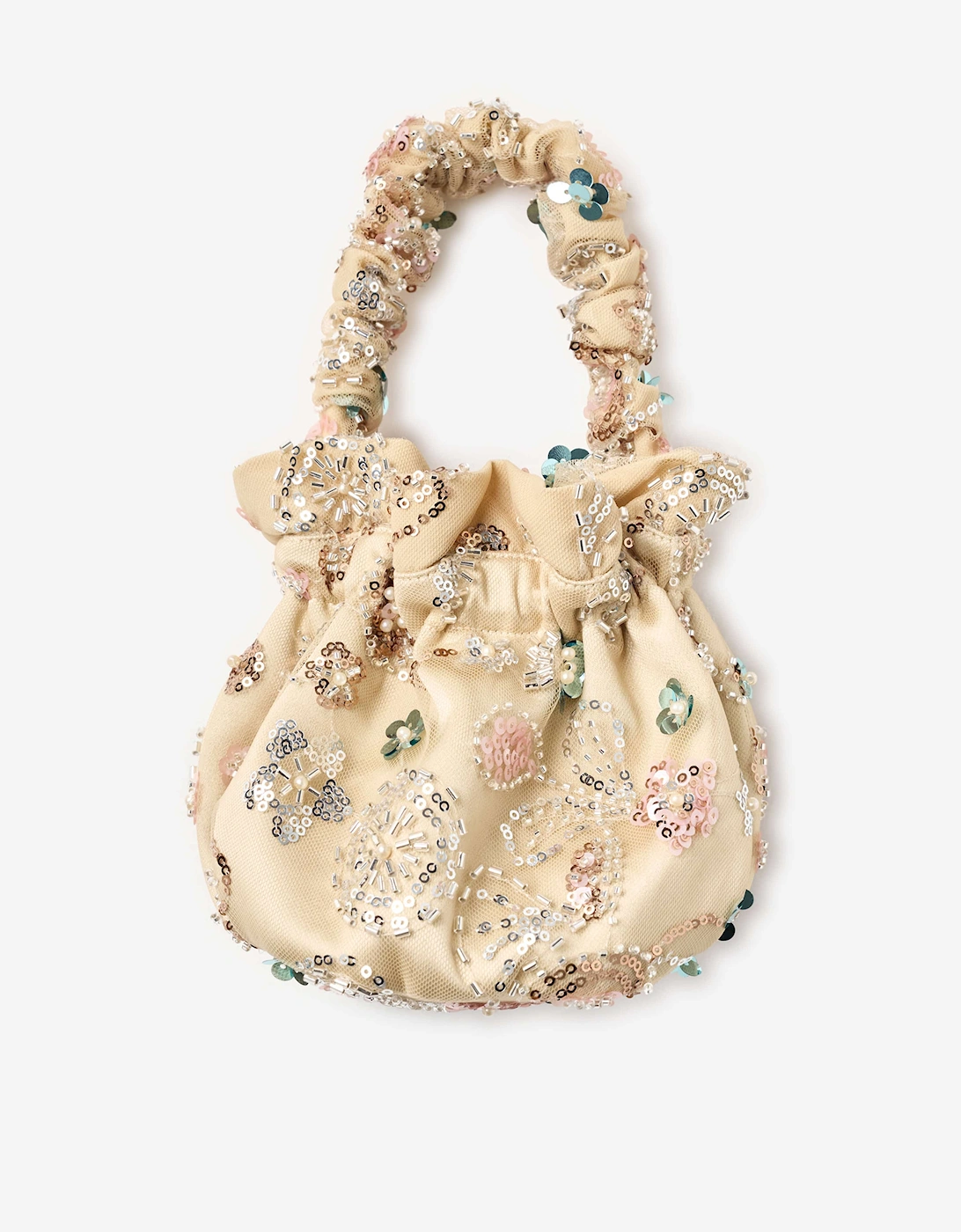Girls Sequin Embroidered Bag in Beige (16.5cm), 5 of 4