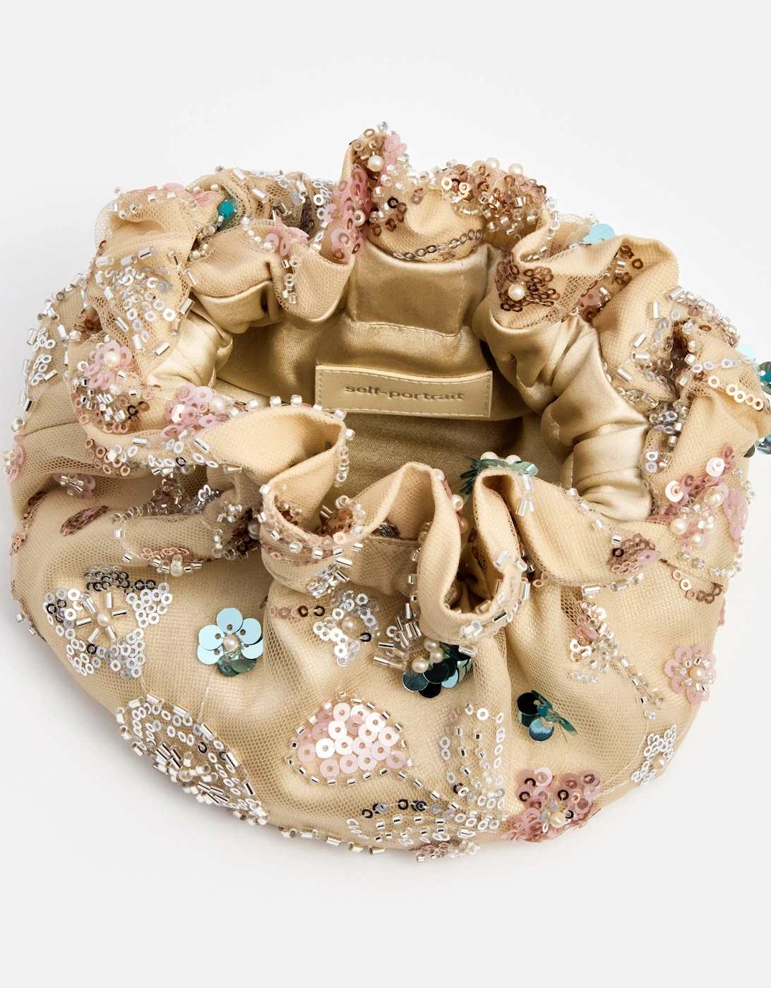 Girls Sequin Embroidered Bag in Beige (16.5cm)