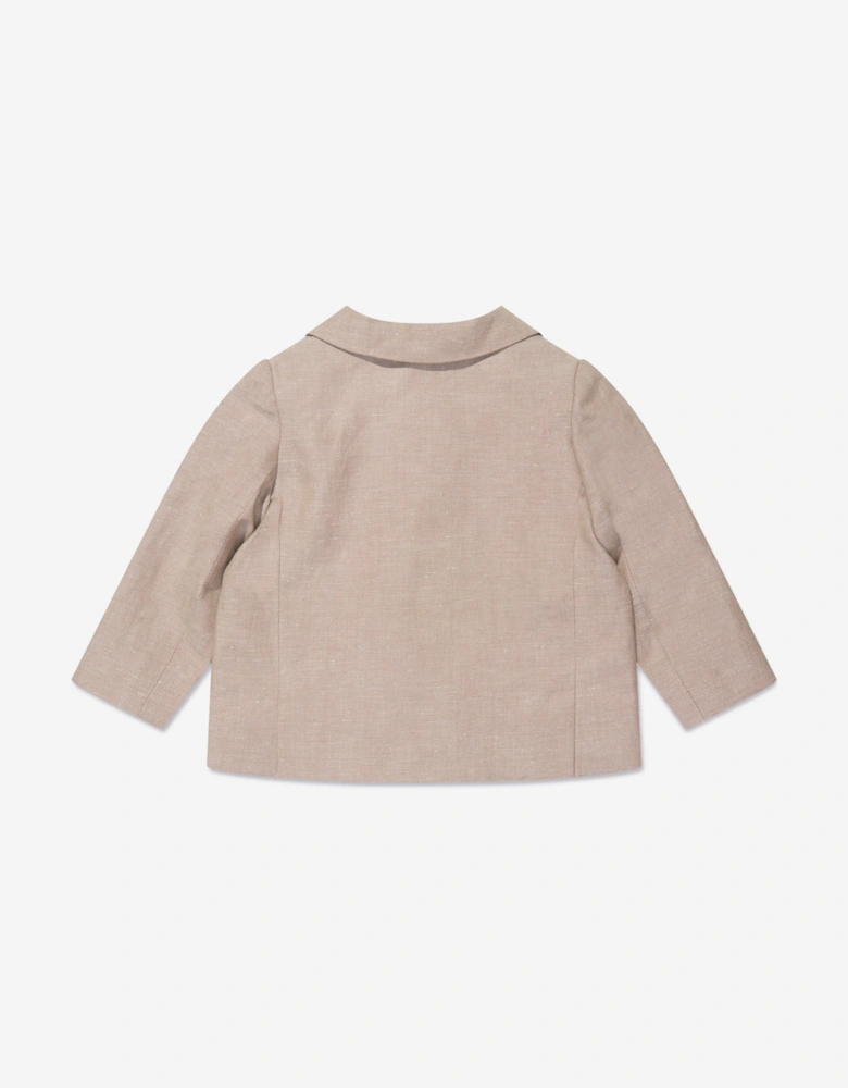 Baby Boys Linen Leopold Blazer in Brown