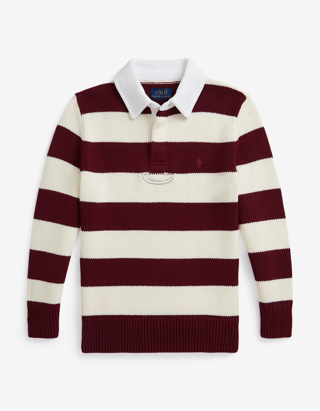 Boys Striped Rugby Pullover in Red, 5 of 4