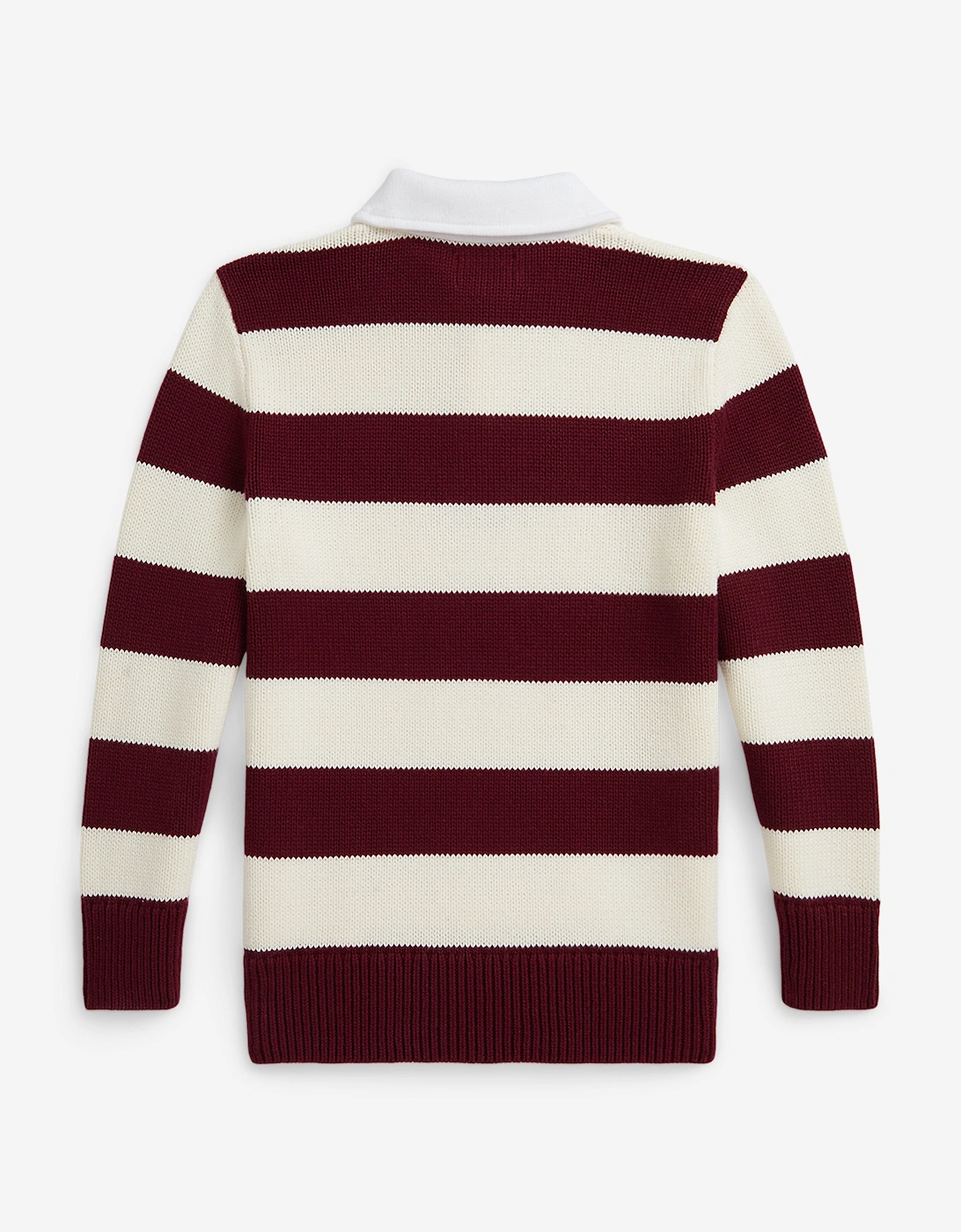 Boys Striped Rugby Pullover in Red