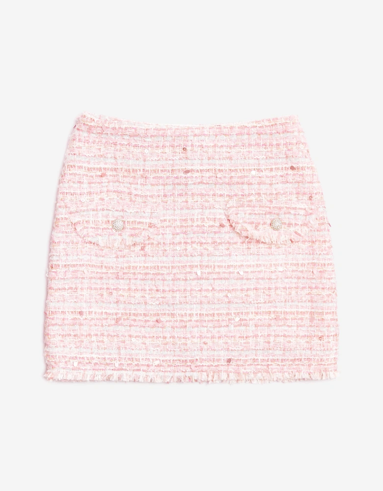 BCBGMAXAZRIA Girls Tweed Skirt in Pink