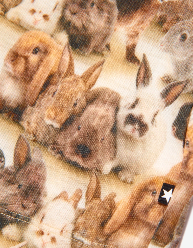 Kids Long Sleeve Rabbits T-Shirt in Beige