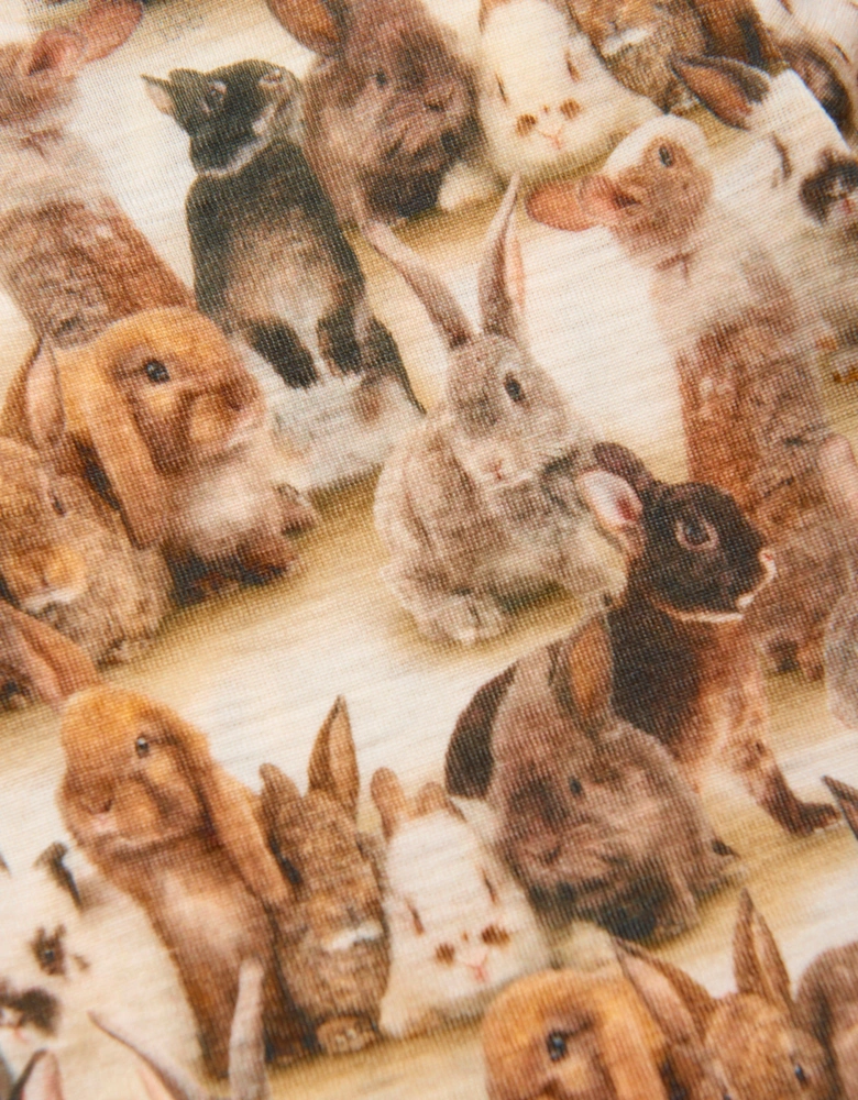 Kids Long Sleeve Rabbits T-Shirt in Beige
