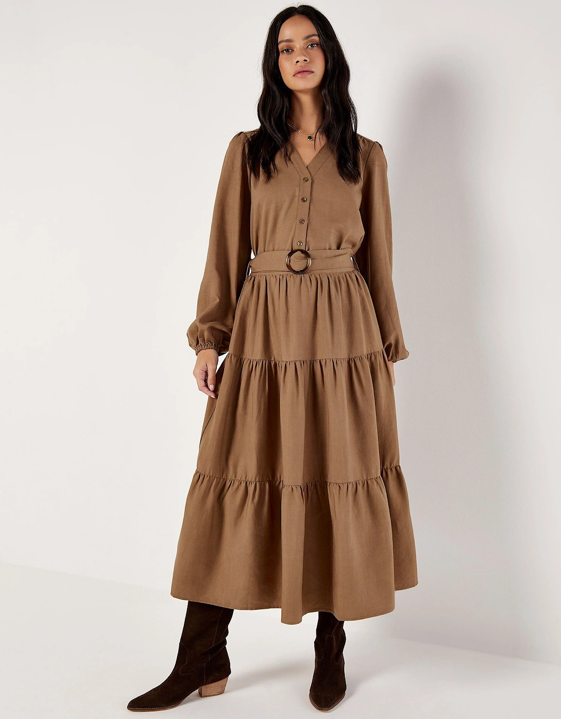 Belted Tiered Maxi Skirt, 2 of 1