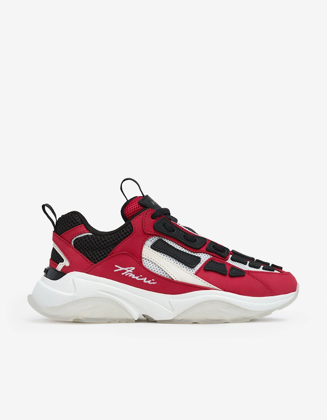 Kids Leather Bone Runner Trainers in Red, 5 of 4