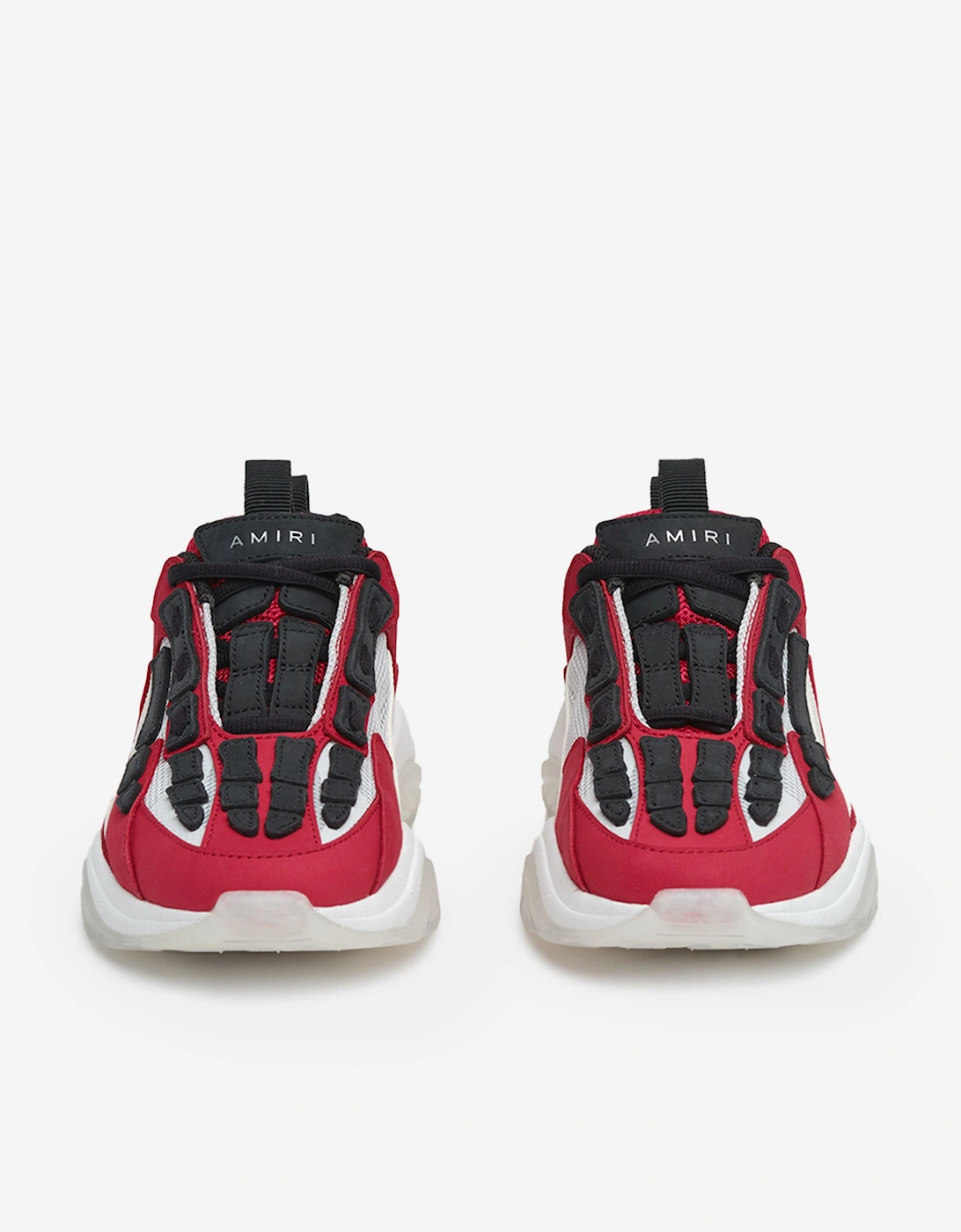 Kids Leather Bone Runner Trainers in Red