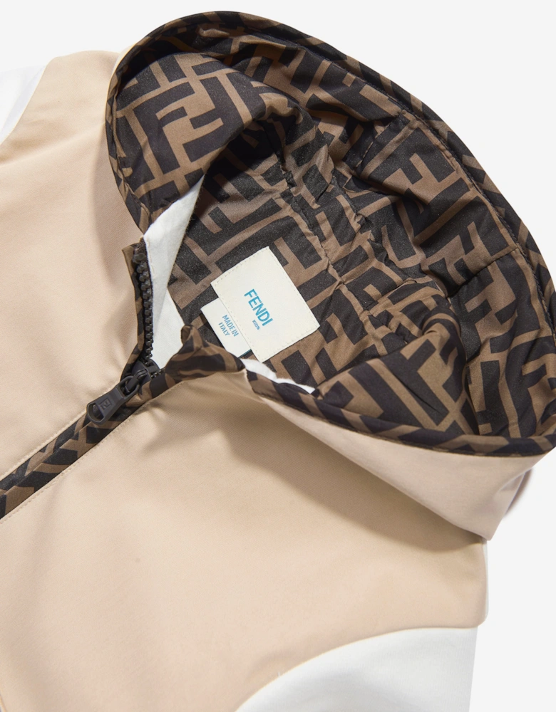 Baby Boys Stretch Gabardine Zip Up Top in Beige