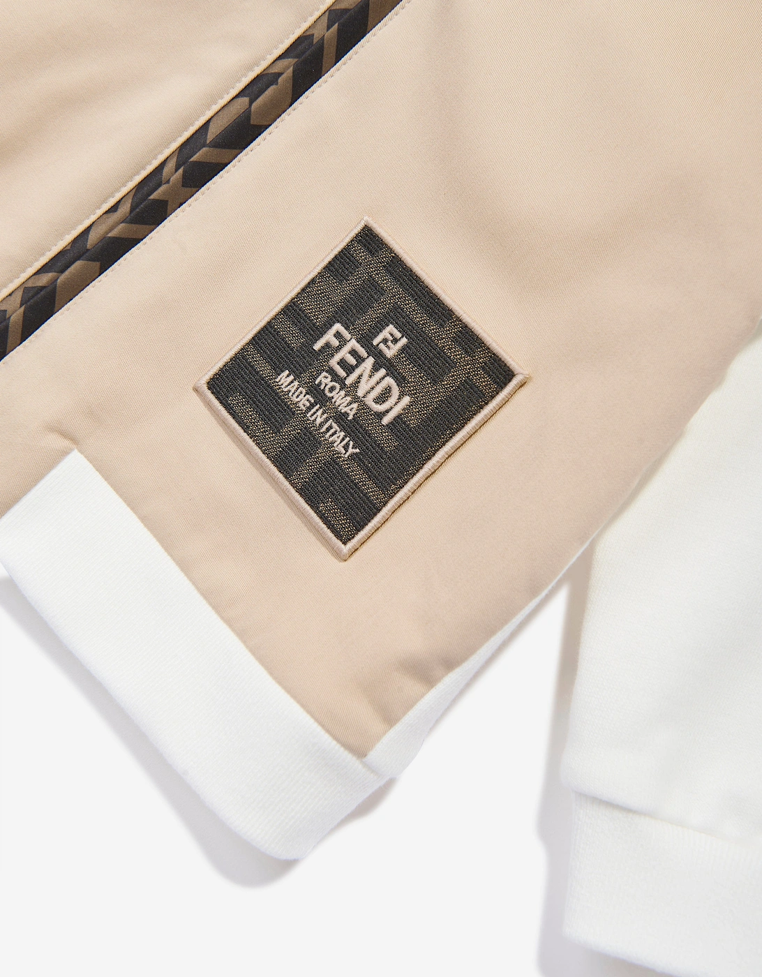 Baby Boys Stretch Gabardine Zip Up Top in Beige