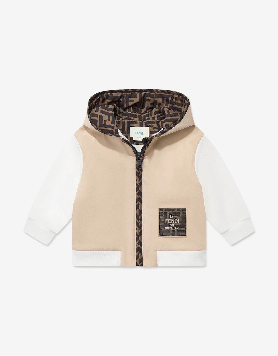 Baby Boys Stretch Gabardine Zip Up Top in Beige, 5 of 4