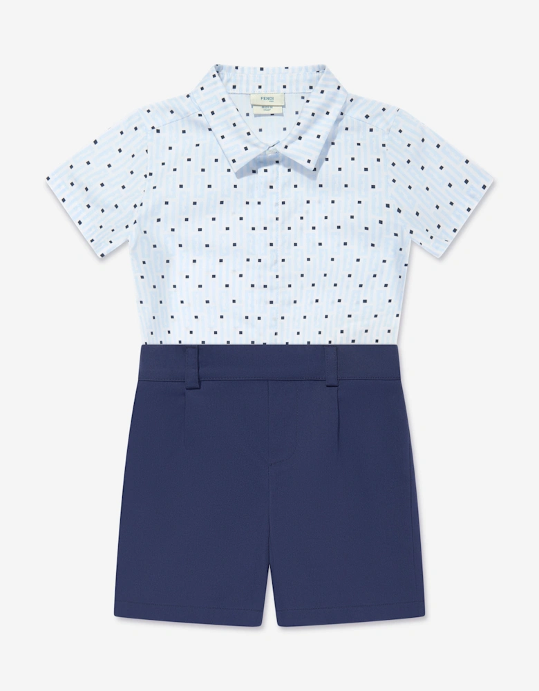 Baby Boys Logo Romper in Navy
