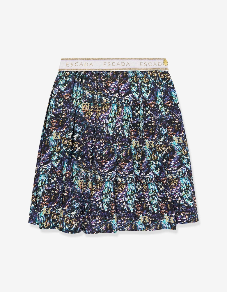 Girls Printed Skirt in Navy
