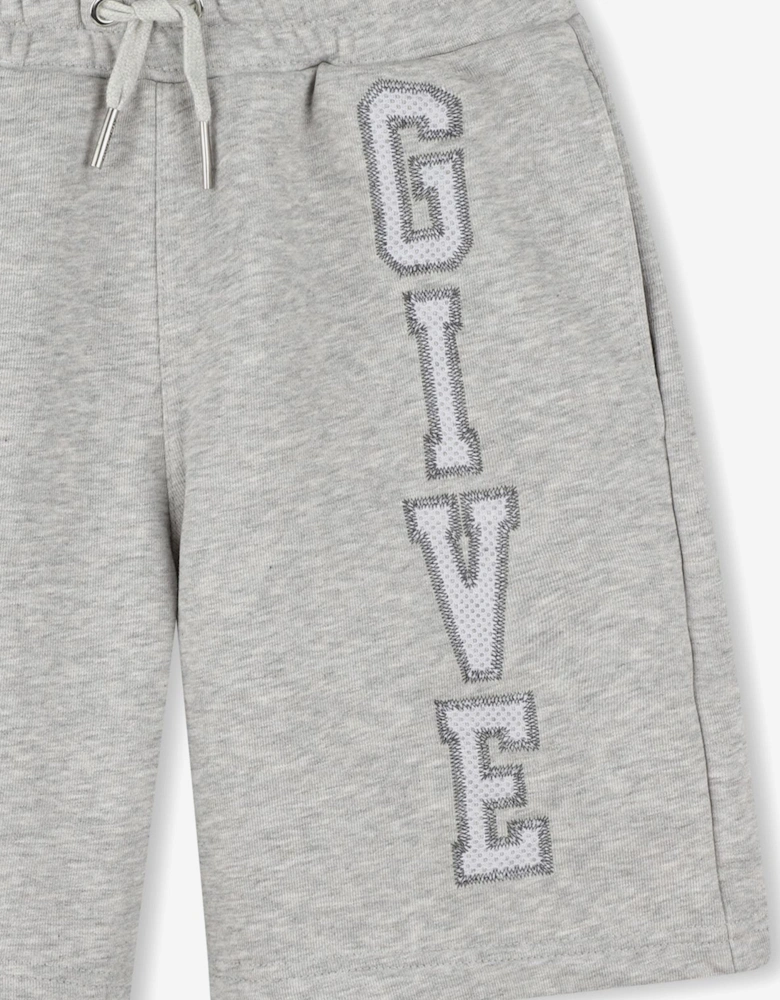 Boys Embroidered Applique Shorts in Grey